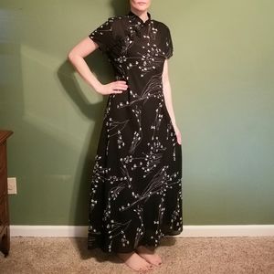 Long black floral dress